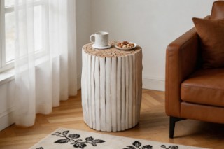 Picture of PRELUDE Teak Log Round Side Table/Stool - Big Size (45x60)