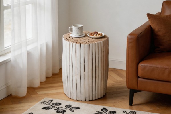 Picture of PRELUDE Teak Log Round Side Table/Stool - Big Size (45x60)