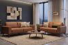 Picture of RHETT 3/2 Seater 100% Genuine Leather Sofa Range with Solid Wood Platform Base (Brown)