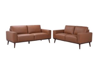 Picture of RHETT 3/2 Seater 100% Genuine Leather Sofa Range with Solid Wood Platform Base (Brown) - 3+2 Sofa Set