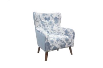 Picture of LUNORA Blue Accent Armchair/Sofa Chair with Floral Inner Seat