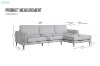 Picture of [FLOOR MODEL CLEARANCE] LONG ISLAND Sectional Fabric Chaise Facing Right Sofa (Light Grey)