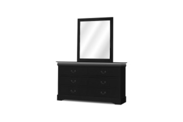 Picture of  [FLOOR MODEL CLEARANCE] LOUIS 6-Drawer Dresser and Mirror with LED Lighting (Black)