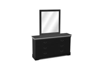 Picture of  [FLOOR MODEL CLEARANCE] LOUIS 6-Drawer Dresser and Mirror with LED Lighting (Black)