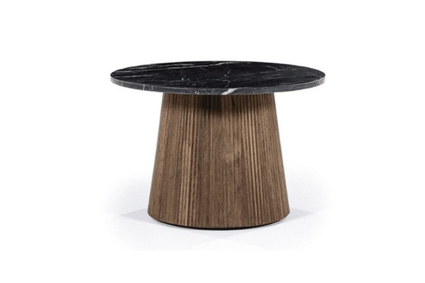 Picture of  [FLOOR MODEL CLEARANCE] HUBIE Mango Wood D60 Round Side Table With Marble Top