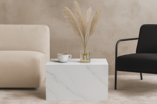 Picture of  [FLOOR MODEL CLEARANCE] DELRAY 57cm Sintered Stone Coffee Table (Matte White)