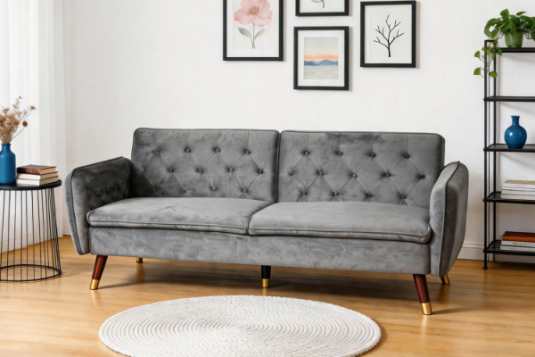 Picture of ARTHUR 3 Seater Velvet Sofa Bed (Grey)