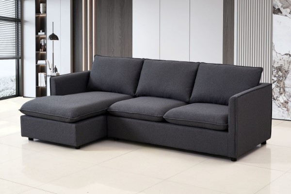 Picture of  [FLOOR MODEL CLEARANCE] BENDON Fabric Sectional Sofa (Dark Grey) - Chaise Facing Left