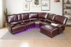 Picture of  [FLOOR MODEL CLEARANCE]  ORREN Air Leather Power Reclining Sectional Sofa with LED Lights & Cooling Cup Holders - Chaise Facing Right (Dark Brown)