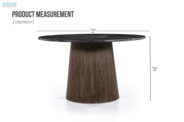 Picture of [FLOOR MODEL CLEARANCE] HUBIE D120 Mango Wood Round Dining Table With Marble Top