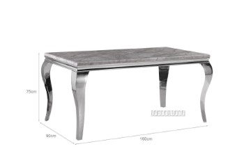 Picture of [FLOOR MODEL CLEARANCE] AITKEN 160 Marble Top Stainless Steel Dining Table (Grey)
