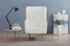 Picture of  [FLOOR MODEL CLEARANCE] MOSSMAN Teddy Fabric Armchair/Sofa Lounge Chair with Natural Wood Legs (Creamy White)
