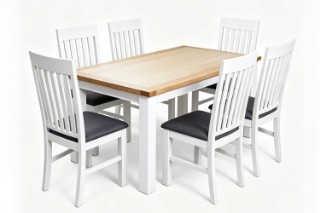 Picture of BRAMPTON 7PC Solid Wood Dining Set with Fabric Seat Chairs - 180 Table