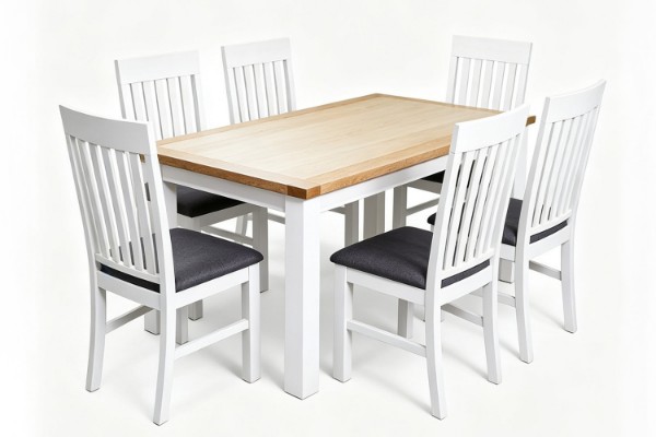 Picture of BRAMPTON 7PC Solid Wood Dining Set with Fabric Seat Chairs - 180 Table
