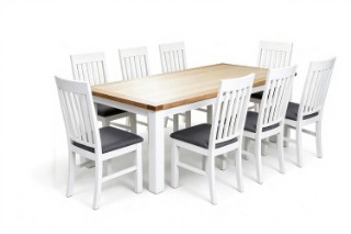 Picture of BRAMPTON 9PC Solid Wood Dining Set with Fabric Seat Chairs - 210 Table