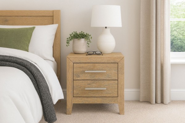 Picture of  [FLOOR MODEL CLEARANCE]EMERSON 2-Drawer Solid Acacia Wood Bedside Table