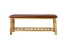 Picture of  [FLOOR MODEL CLEARANCE] NAPLES 121 Natural Cow Leather Solid Teakwood Bench with Shelf