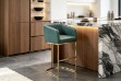 Picture of TRYTON 74 Bar Height Bar Stool with Arms & Golden Finish Base (Green)  