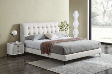 Picture of  [FLOOR MODEL CLEARANCE]  AUGUSTA Genuine Leather Queen Size Bed Frame (Light Grey)
