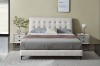 Picture of  [FLOOR MODEL CLEARANCE]  AUGUSTA Genuine Leather Queen Size Bed Frame (Light Grey)