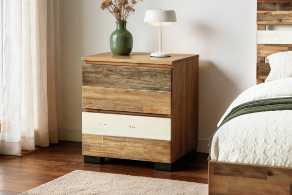 Picture of [FLOOR MODEL CLEARANCE] LEAMAN 2-Drawer Solid Acacia Wood Bedside Table