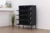 Picture of  [FLOOR MODEL CLEARANCE] STARK Steel Frame 4-Door Transparent Glass Shoe Cabinet (Black) 