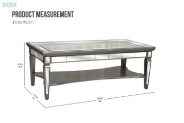 Picture of [FLOOR MODEL CLEARANCE] PALLIE Tempered Glass Top Segmented Mirror Coffee Table (122×61x47cm) 