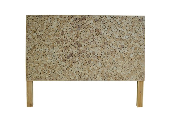 Picture of MICA Solid Acacia Wood Freestanding Headboard with Round Wood Slice Panel in King Size (164×135cm)
