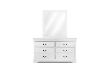 Picture of [FLOOR MODEL CLEARANCE] LOUIS 6-Drawer Dresser and Mirror with LED Lighting (White)