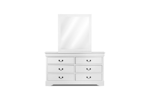 Picture of [FLOOR MODEL CLEARANCE] LOUIS 6-Drawer Dresser and Mirror with LED Lighting (White)