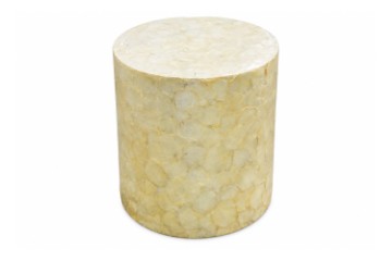 Picture of JULIETTE D39 Solid Wood Cylinder Side Table with Capiz Shell 