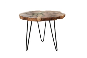 Picture of NATURA Teak Wood Side Table with Icy Glass Inlay