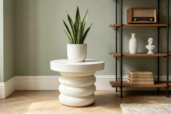 Picture of STRUGLE Mungur Wood Plant Stand (Off White)