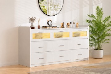 Picture of LUMEO 9-Drawer Dresser/Storage Cabinet with LED Lights