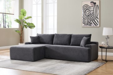 Picture of ASHFORD Fabric Sectional Compressed Sofa (Grey) - Chaise Facing Left