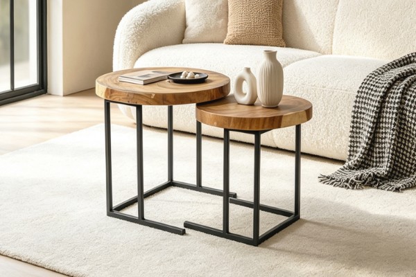 Picture of NATURA Solid Mungur Wood Nesting Coffee Table Set