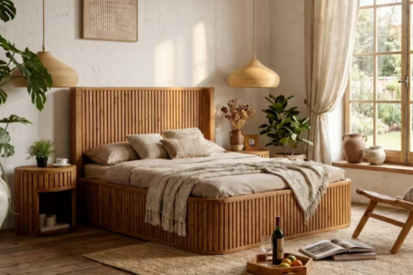 Picture of RILMOND Reclaimed Pine Wood Bed Frame - Super King Size