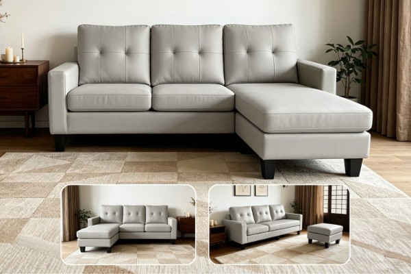 Picture of HAXTON Reversible Sectional Sofa (Light Grey)