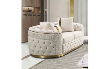 Picture of  [FLOOR MODEL CLEARANCE]  PIEDMONT 2 Seater  Chesterfield Velvet Sofa (Beige)