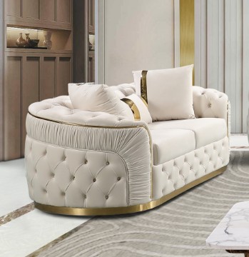 Picture of  [FLOOR MODEL CLEARANCE]  PIEDMONT 2 Seater  Chesterfield Velvet Sofa (Beige)