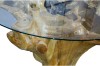 Picture of TAKARA D145 Tempered Glass Top Handcrafted Teak Root Dining Table