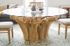 Picture of TAKARA D145 Tempered Glass Top Handcrafted Teak Root Dining Table