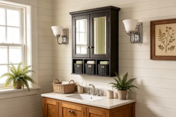 Picture of ALLEN 2-Door Mirrored Bathroom Wall Cabinet (Espresso)