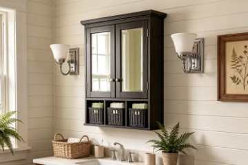 Picture of ALLEN 2-Door Mirrored Bathroom Wall Cabinet (Espresso)