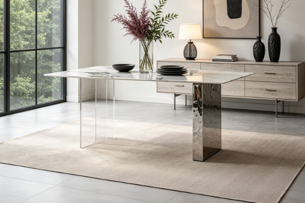 Picture of  [FLOOR MODEL CLEARANCE] REGUS 1.6M Ceramic Top Acrylic Steel Leg Dining Table