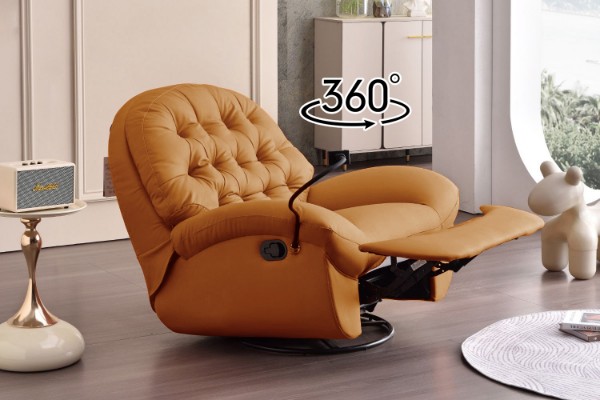 Picture of  [FLOOR MODEL CLEARANCE]SANO 360° Swivel Manual Recliner Lounge Chair with Mobile Holder (Orange)