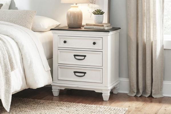 Picture of [FLOOR MODEL CLEARANCE] CHARLES 3-Drawer Bedside Table (White & Grey)