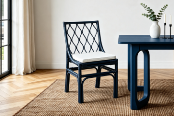 Picture of BRIGHTON Teak Wood & Rattan Dining Chair (Navy Blue)