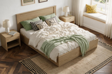 Picture of MOOK Queen Size Bed Frame (Light Oak)