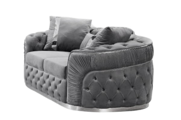 Picture of   [FLOOR MODEL CLEARANCE] PIEDMONT 2 Seater Chesterfield Velvet Sofa Range (Grey)